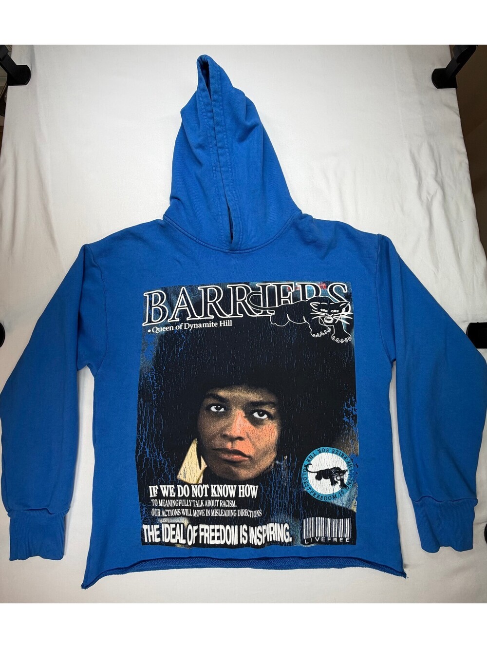 Barriers Men's Pullover Hoodie Angela Davis Queen of Dynamite Hill Size M Blue